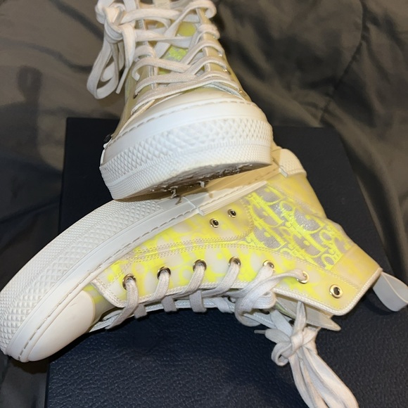 Authentic Dior B23 High Top White Yellow Oblique - Picture 6 of 7